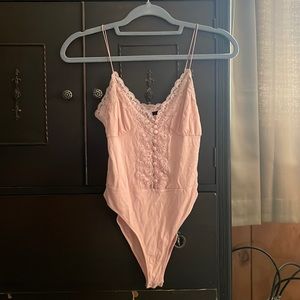 Salmon bodysuit with lace by forever 21